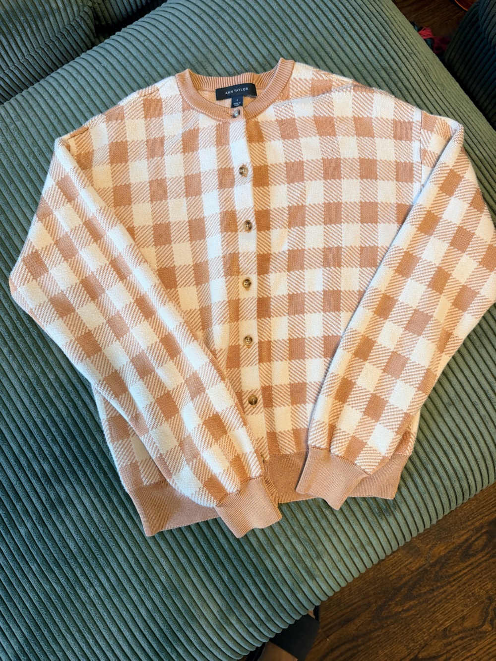 Ann Taylor Gingham Knit Twinset - Sweater & Tank, Size S